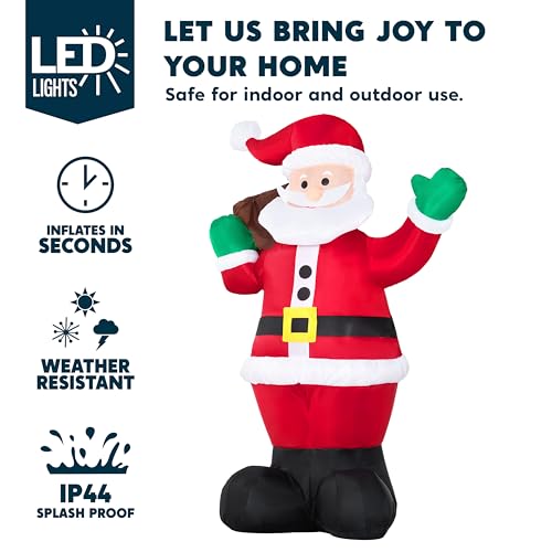 6 FT Christmas Inflatable Santa with Gift Bag with Build in LEDs N2115