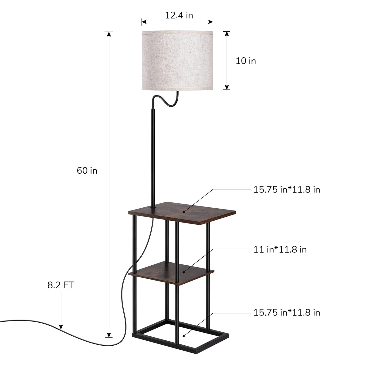 Brown Floor Lamp with Table and Shelves Z852988