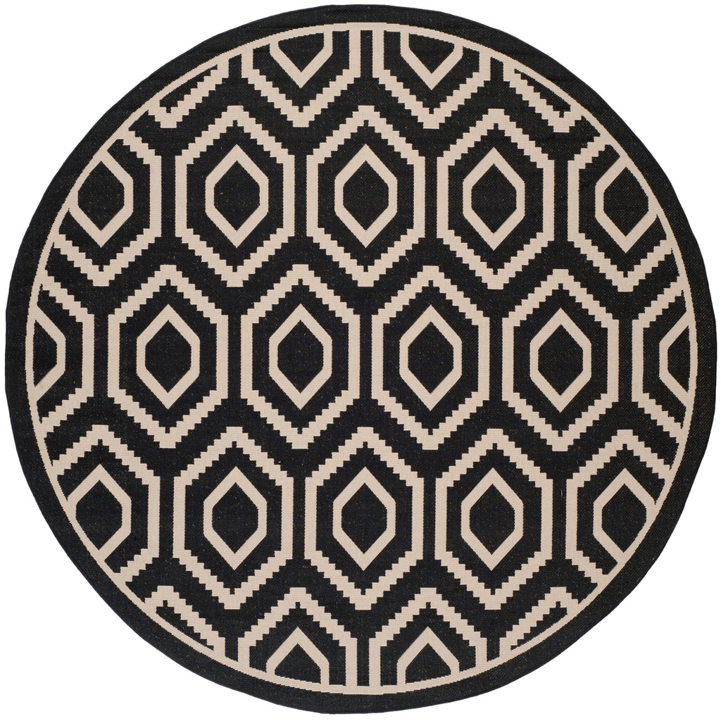 Black Beige Geometric Indoor/Outdoor Area Rug T963189