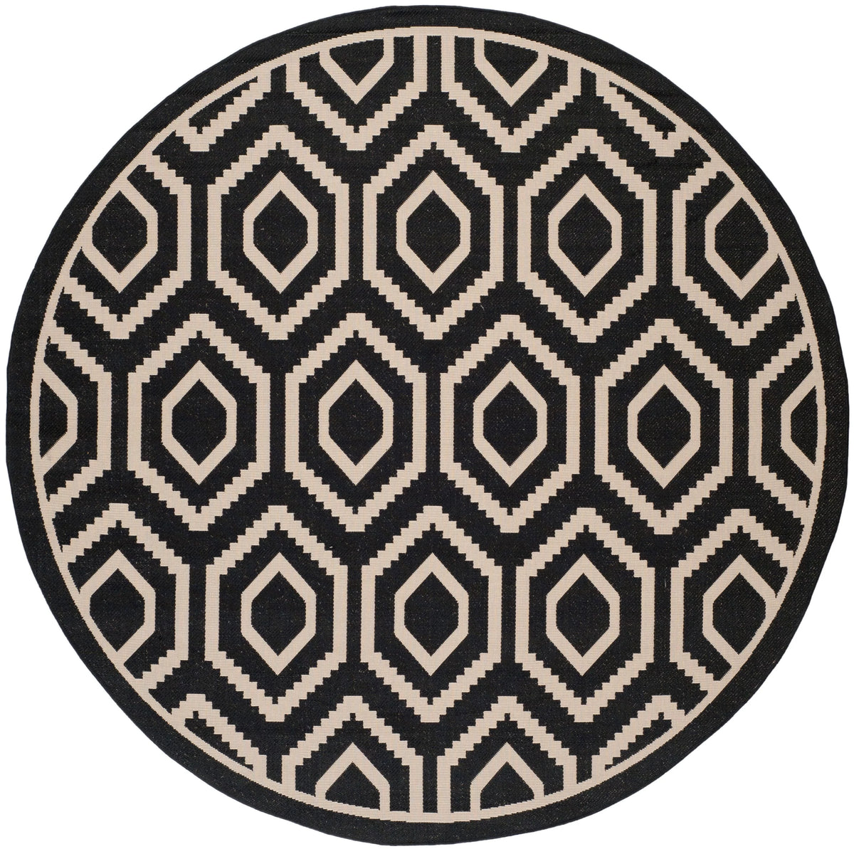 Black Beige Geometric Indoor/Outdoor Area Rug T963189