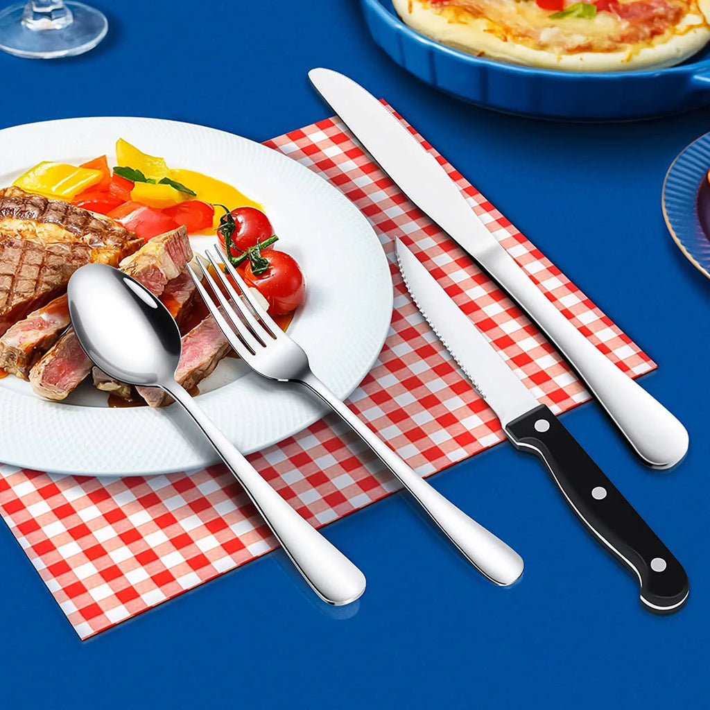 36-Piece Stainless Steel Flatware Set with Steak Knives W456
