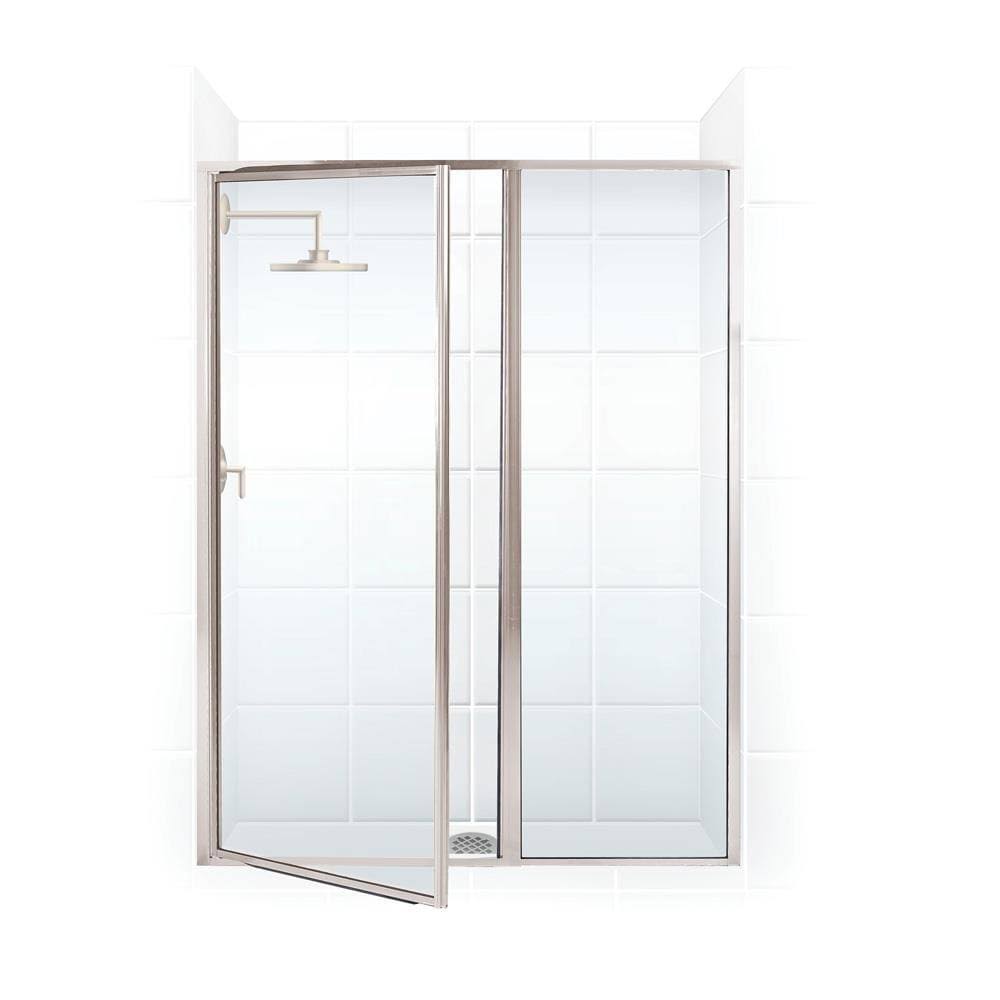 38x22 x 69x22 Framed Hinge Swing Shower Door Brushed Nickel E513