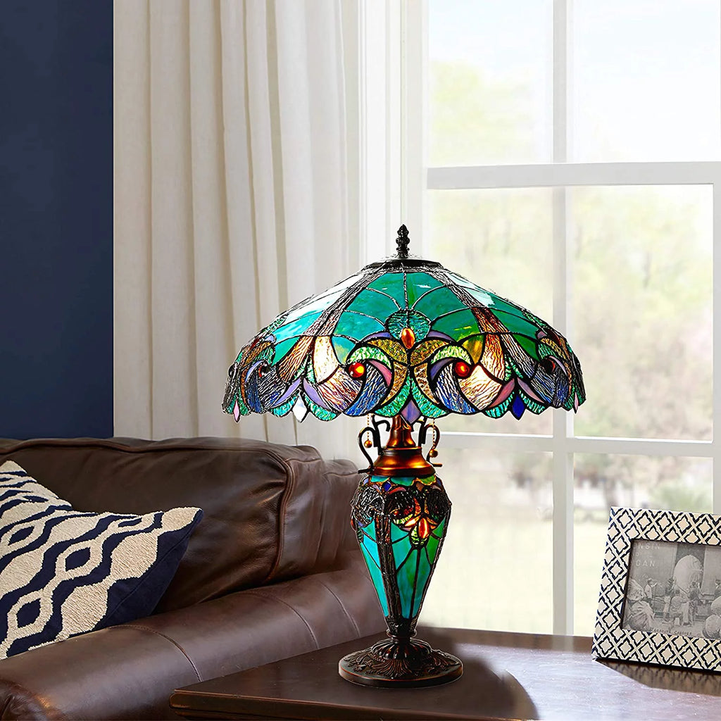 Tiffany-Style 3 Light Table Lamp 18" Shade G5780