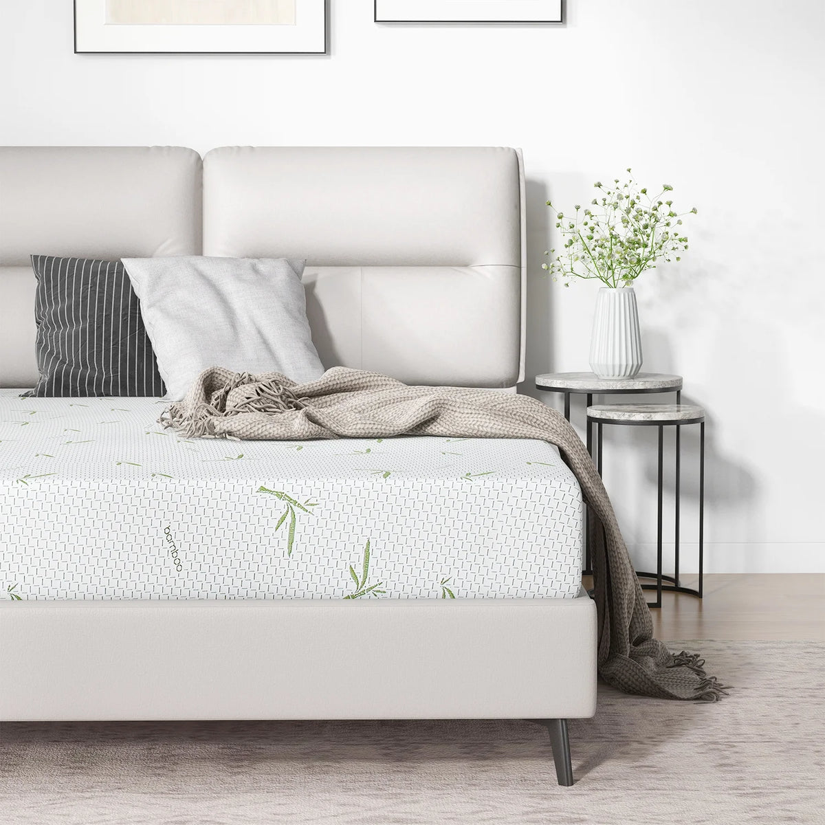 6'' Twin Size Memory Foam Mattress with Bamboo Pattern Cover B800860