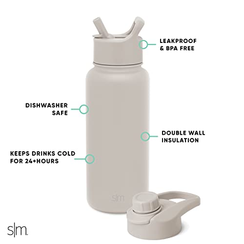 32oz Insulated Stainless Steel Water Bottle with Straw and Chug Lid A14940