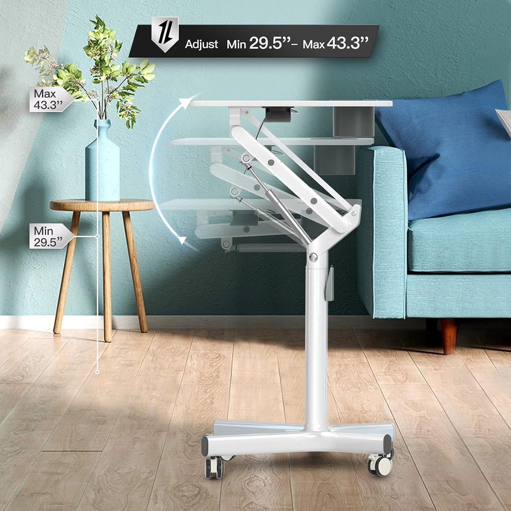 Pneumatic Height Adjustable Mobile Laptop Standing Desk A4234
