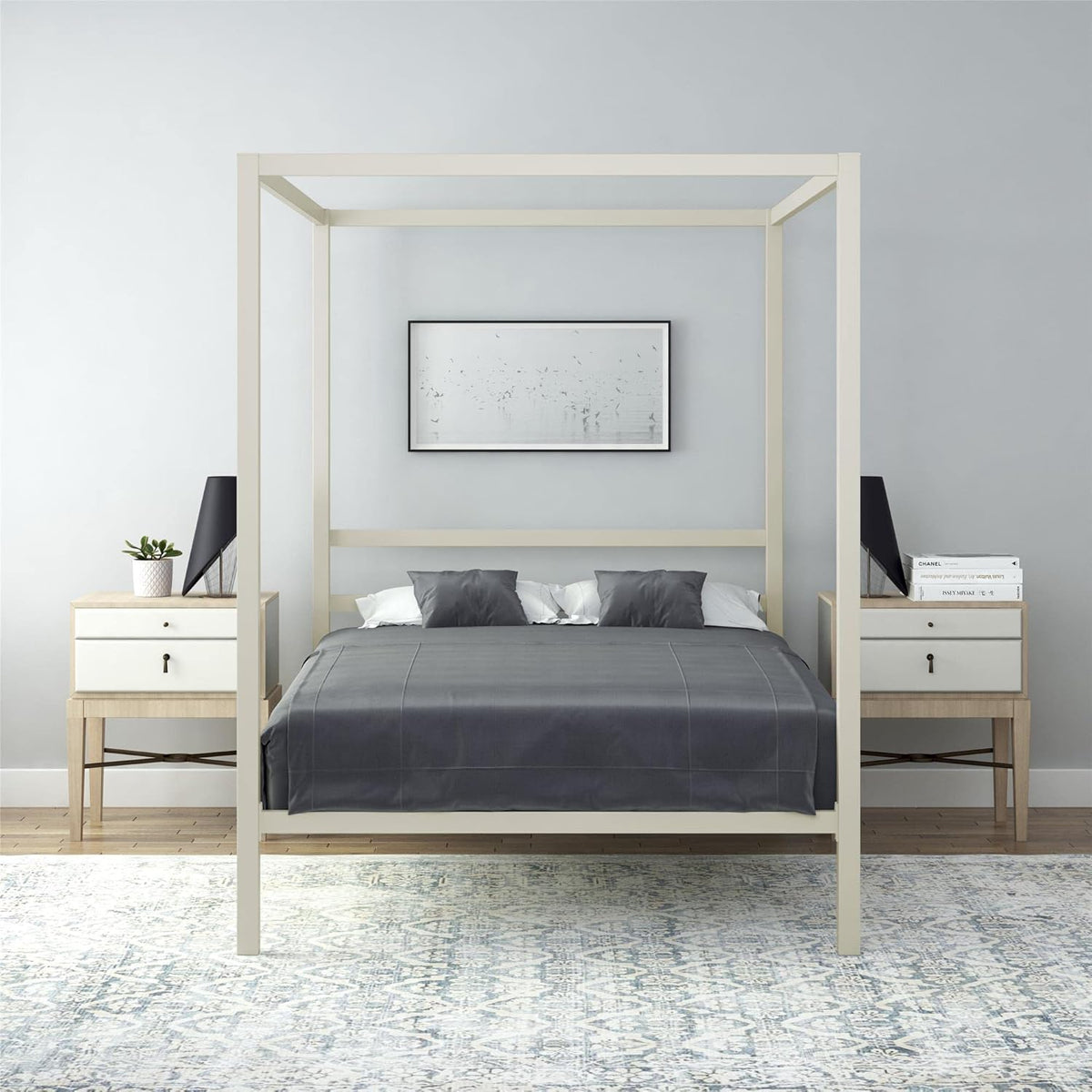 White Full Metal Canopy Bed M126686