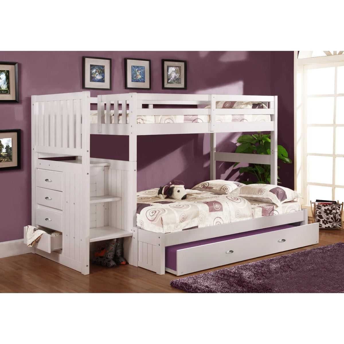 Solid Pine Bunk Bed in Casual White Q113170