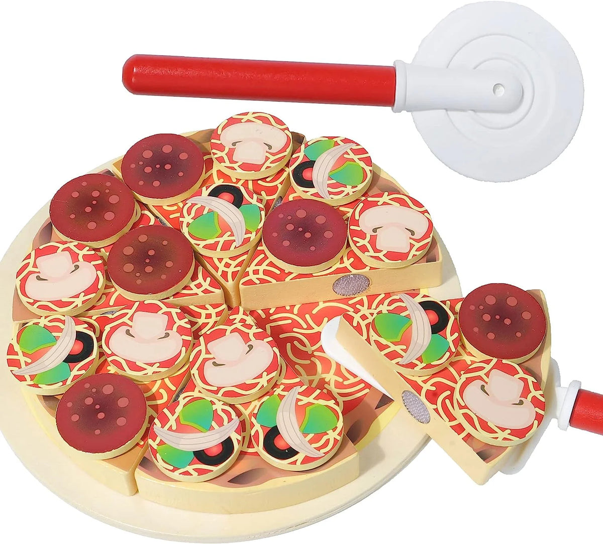 Pretend Play Food Pizza Set, Montessori Learning Toys, Play Kitchen Accessories S2704