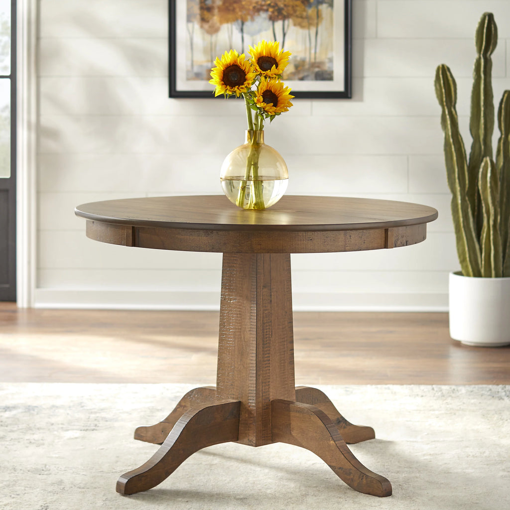 Brown Round MDF Pedestal Dining Table D114