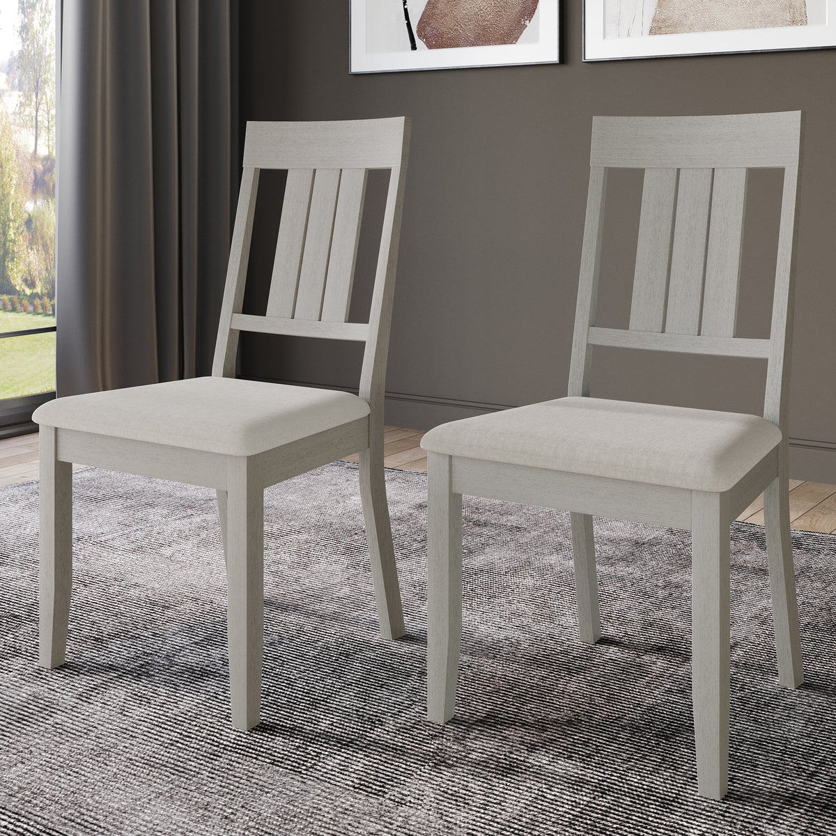 White Wooden Dining Chair Set of 2 V66779