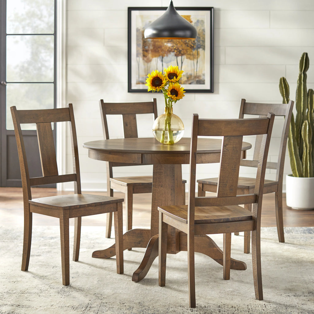 Brown Round MDF Pedestal Dining Table D114