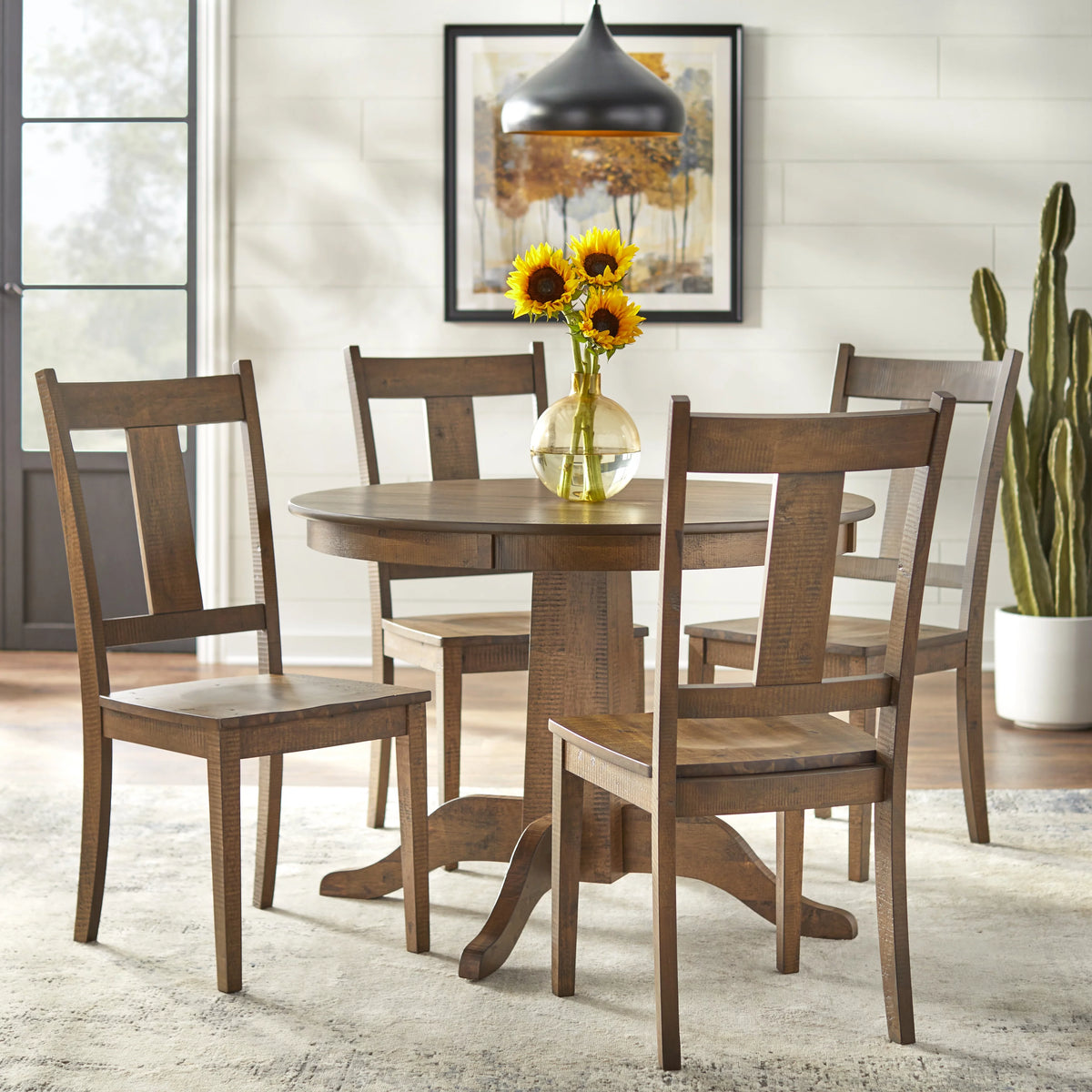 Brown Round MDF Pedestal Dining Table D114