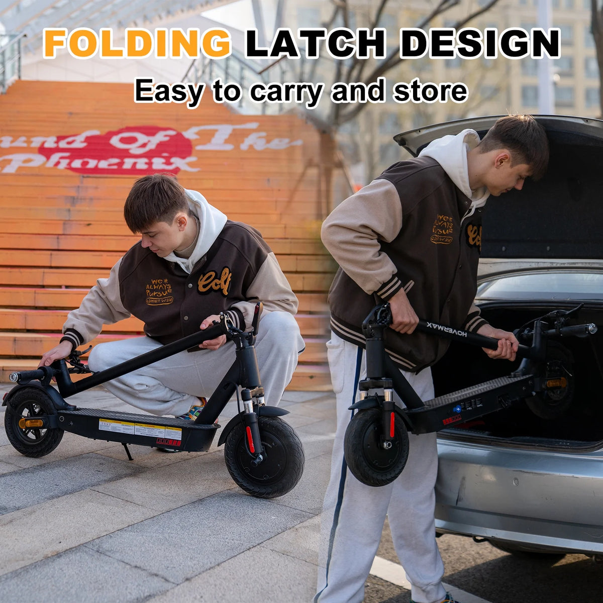 500W Motor 19MPH 22 Miles 10'' Solid Tires Folding Electric Scooter P3227