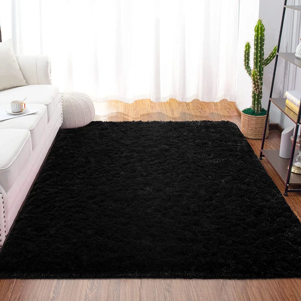 Black Shaggy Area Rug 5.1'x8' E153