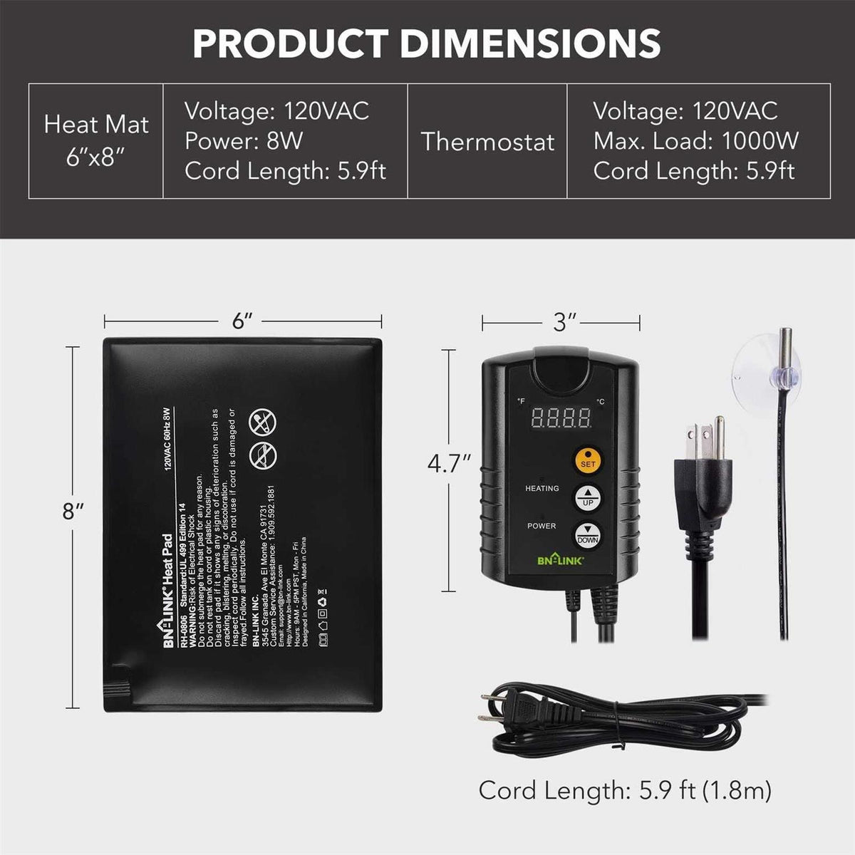 Reptile Heating Pad 8 X Digital Thermostat Under Tank Heater Combo Set I377