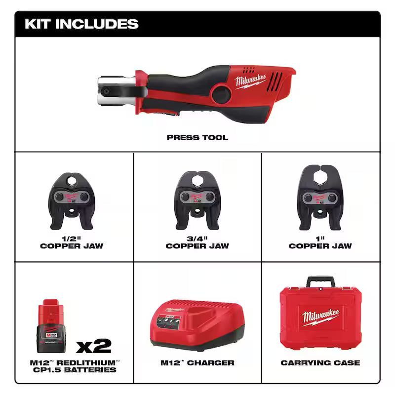 12-Volt Cordless Press Tool Kit with 3 Jaws O19540
