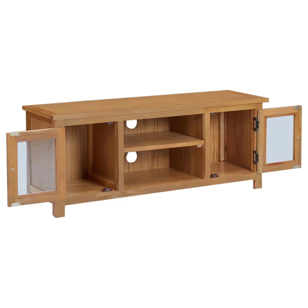 Oak Wood TV Cabinet with 2 Glass Doors T14880