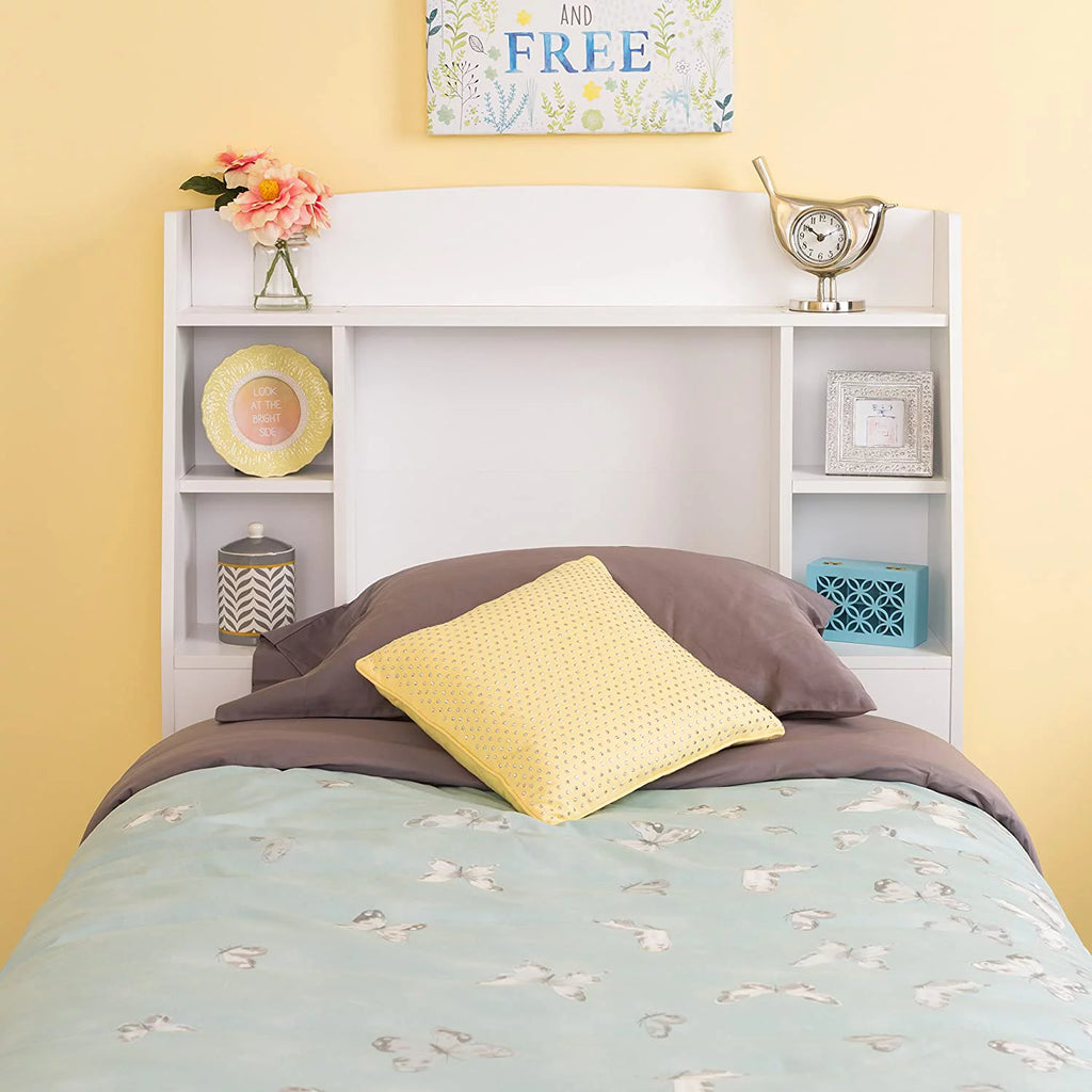 White Twin Headboard with 4 Compartments H4624