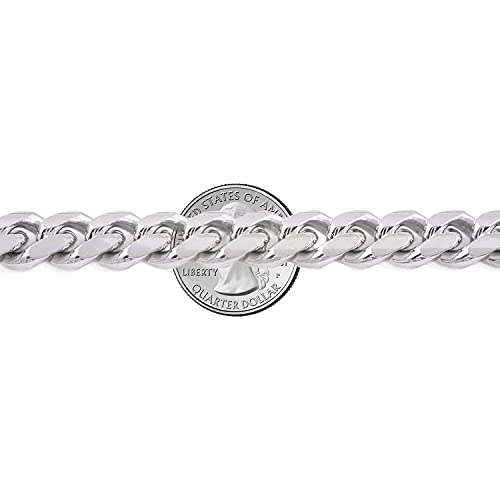 925 Sterling Silver Solid Italian Miami Cuban Link Chain Bracelet A404