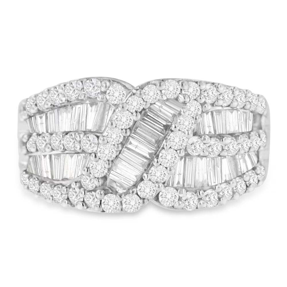 10K White Gold Diamond Knot Band N4465