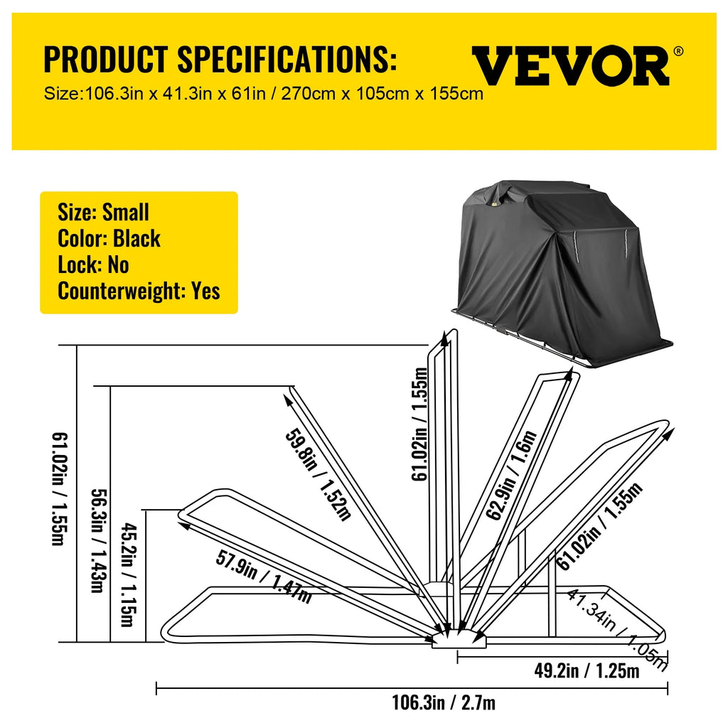 Portable Waterproof Motorcycle Storage Shed E603519