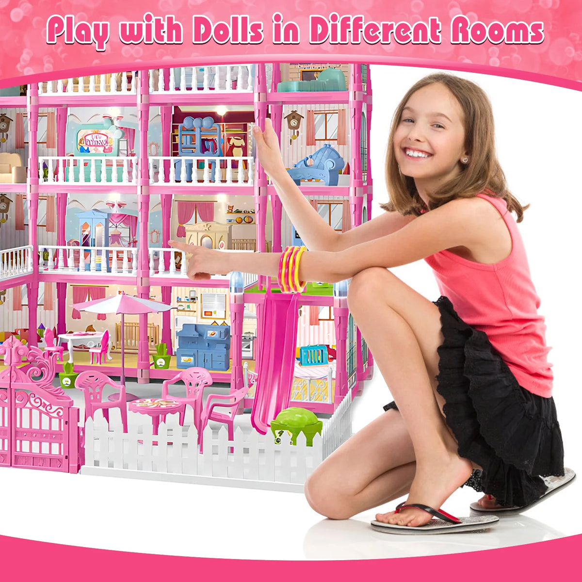 5-Story 19 Rooms DIY Dollhouse H6076