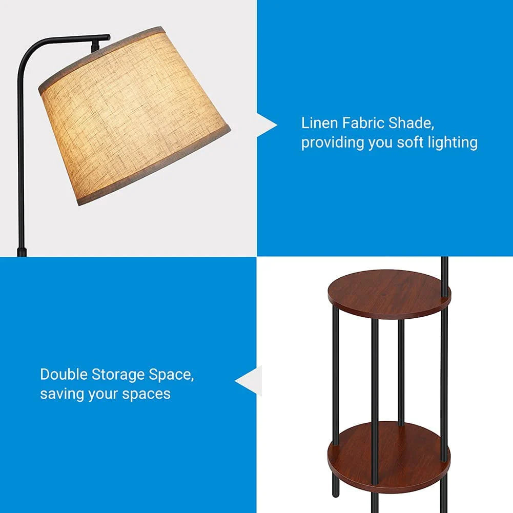 Brown Floor Lamp with Table and Shelves Z852988