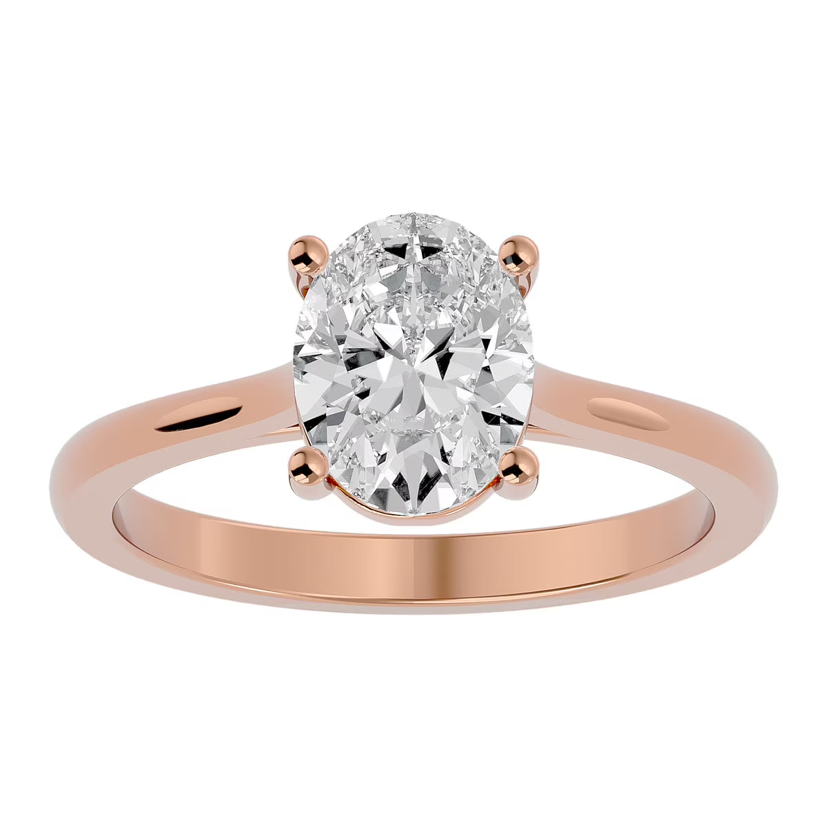 2 Carat Oval Shape Moissanite Solitaire Engagement Ring In 14 Karat Rose Gold H5336