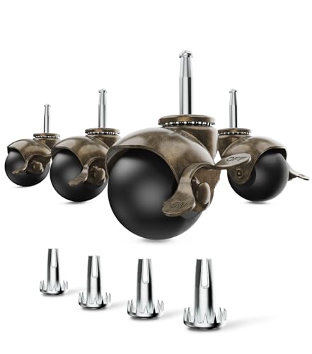 2 inch Ball Caster Wheels Set of 4 Chrome Swivel Caster F5592