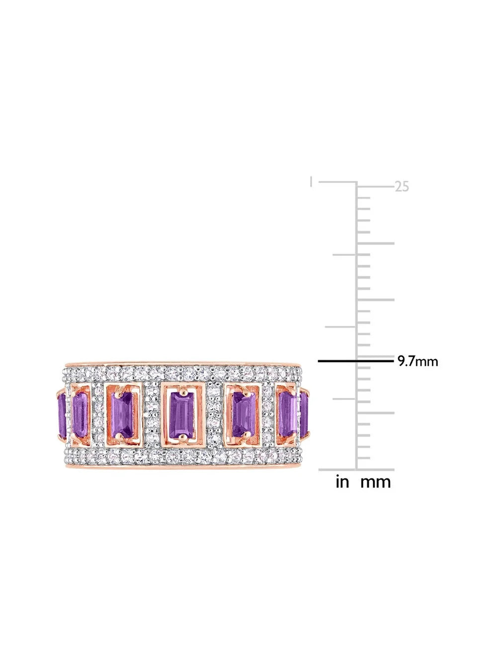 Rose Plated Sterling Silver Amethyst and White Topaz Eternity Ring Band A935545