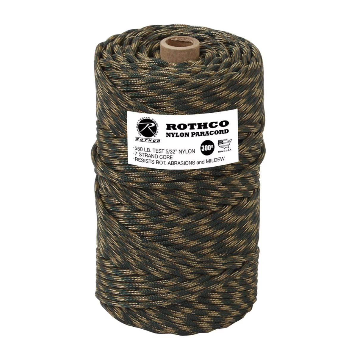 Woodland Camo Nylon Paracord 300 Ft Tube V8295
