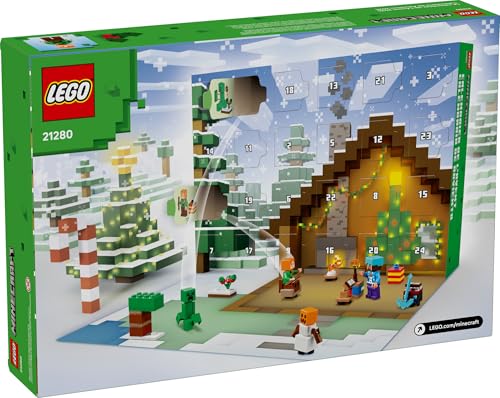 LEGO Minecraft Advent Calendar Building Toy with 24 Buildable Surprises and 8 Minifigures Q4291