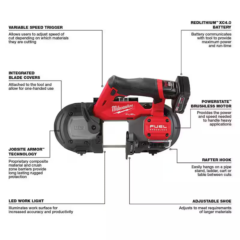 12V Cordless Compact Band Saw Kit with 4.0 Ah Battery M1258