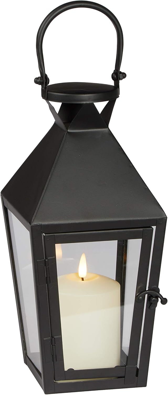 Black Metal LED Flameless Candle Lantern C240615