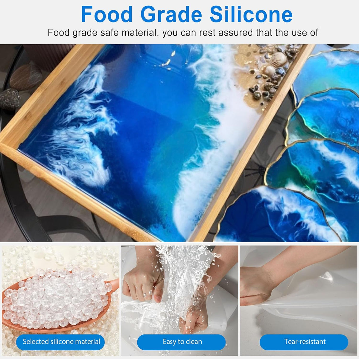 Large Rectangle Resin Table Molds 23.7X11.81 inch Epoxy Resin Table Mold Silicone Molds with 4 Table Support Legs N49787