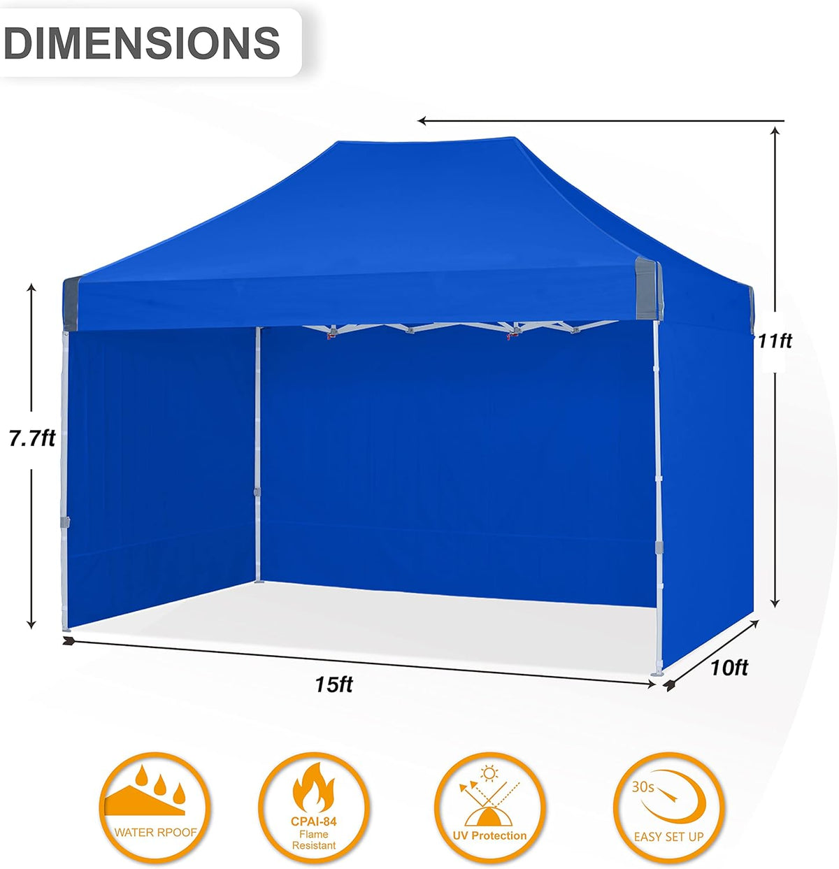 Blue 10'x15' Pop Up Canopy Tent with Removable Sides Walls P440394