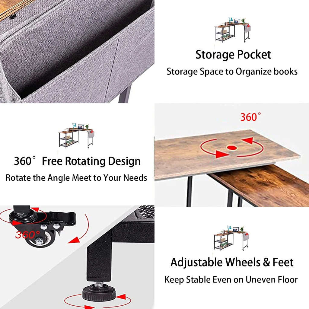 L-Shaped Corner Computer Desk 67 Inch with Shelves G3605