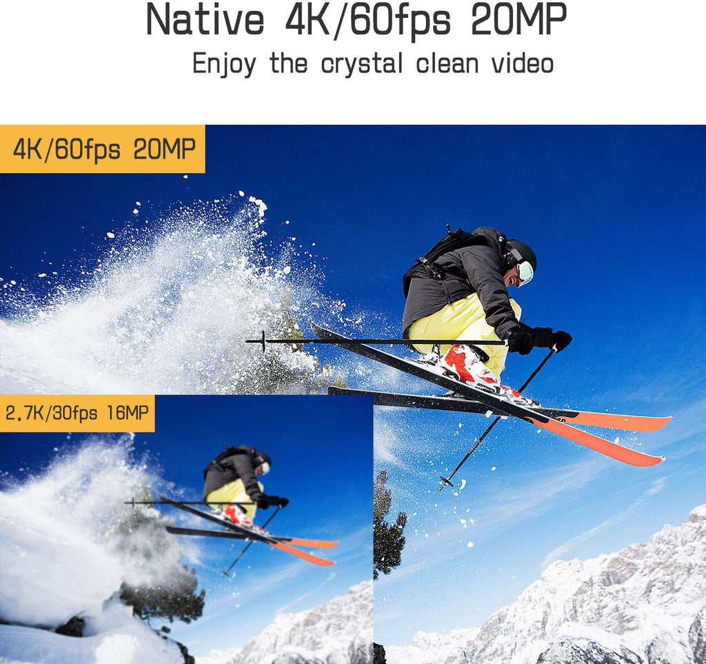 4K 60FPS 20MP Waterproof Action Camera with Touch Screen and 2 Batteries K590