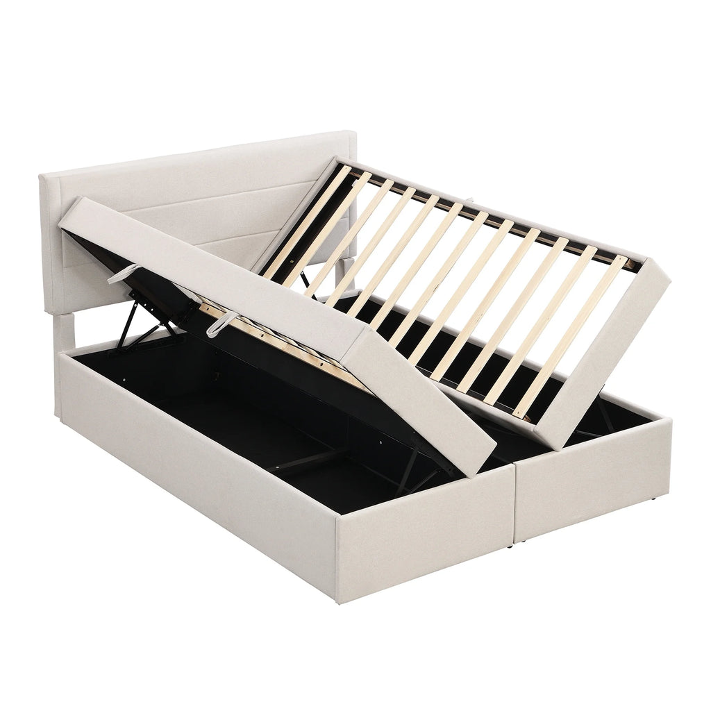 Queen Upholstered Platform Bed with Storage and Headboard L701785
