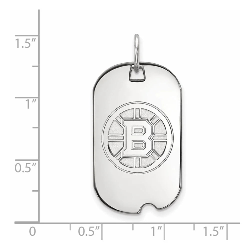 14K White Gold NHL Boston Bruins Dog Tag Pendant D2032