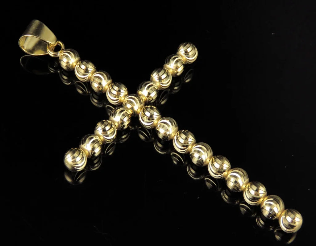10K Yellow Gold Beaded Cross Pendant Charm I544882