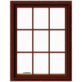 30 in. x 40 in. Red Clad Wood Left-Handed Casement Window with Colonial Grids K820113