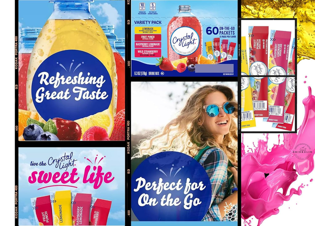 60 Flavored Drink Mix Packets Variety Pack V403