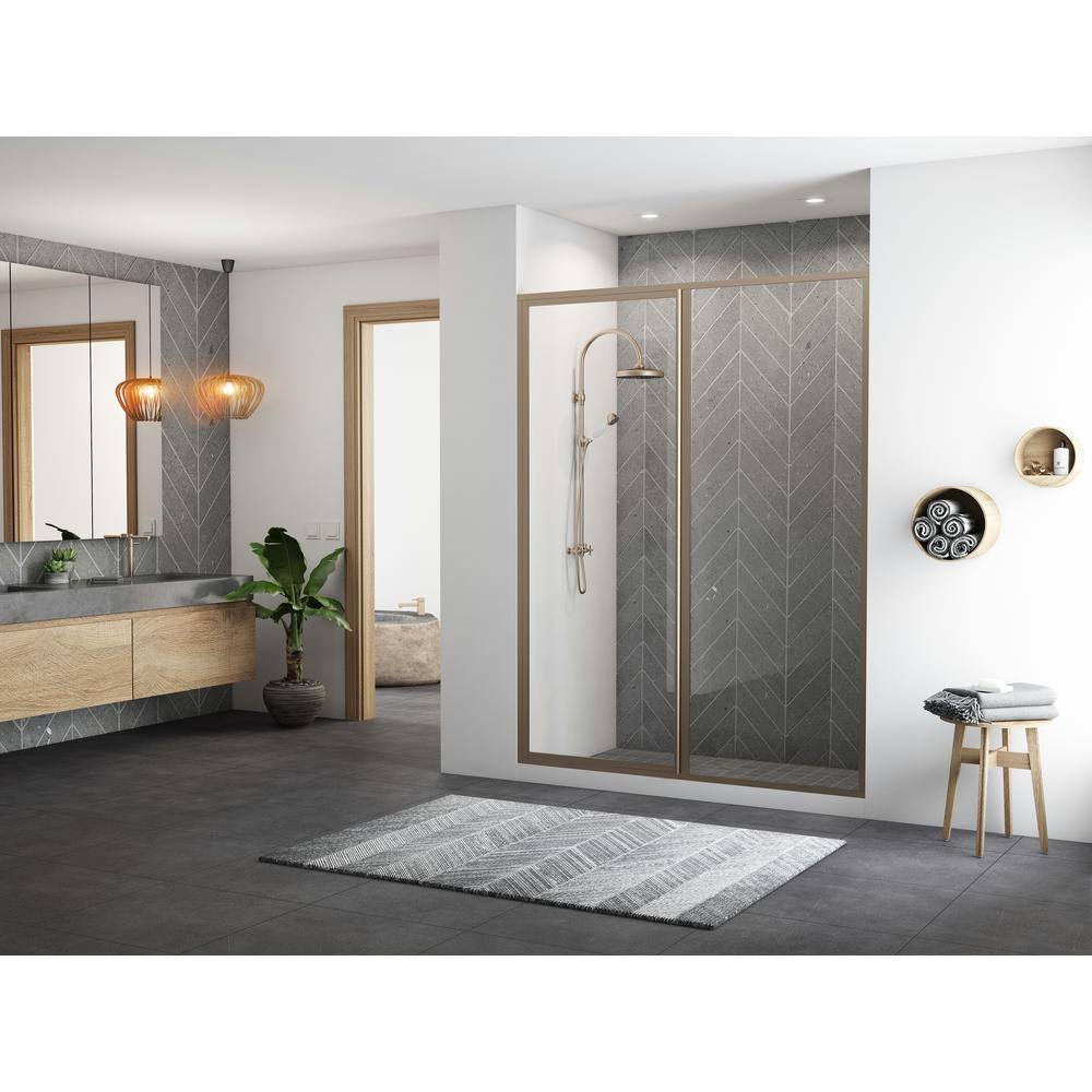 38x22 x 69x22 Framed Hinge Swing Shower Door Brushed Nickel E513