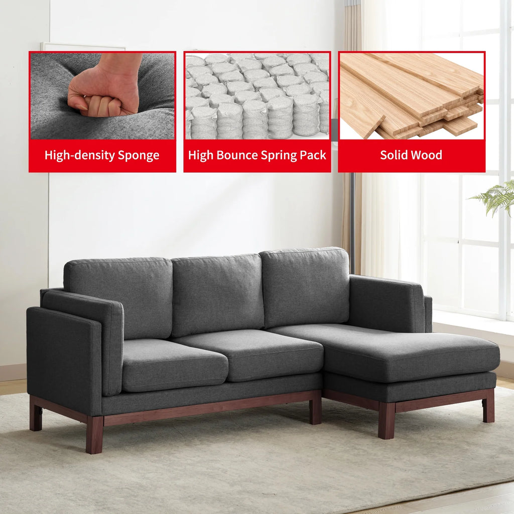 84" L-Shaped Upholstered Sectional Sofa with Chaise Lounge T99602