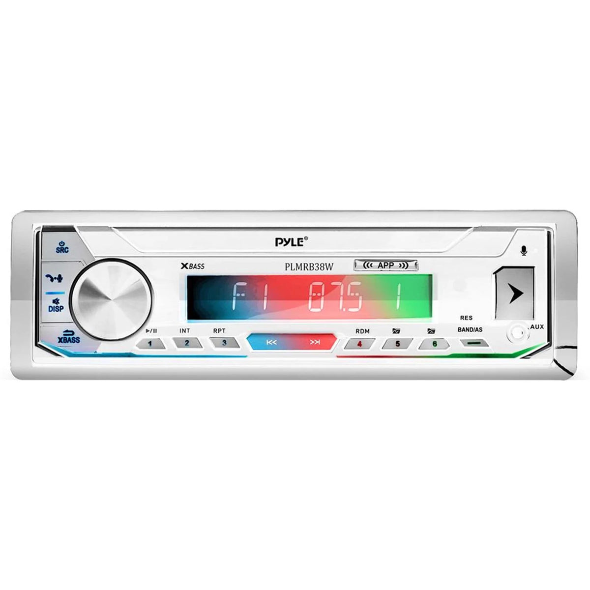 Single DIN Marine Stereo Receiver with 2 Pairs 6.5'' Waterproof LED Speakers Y43771