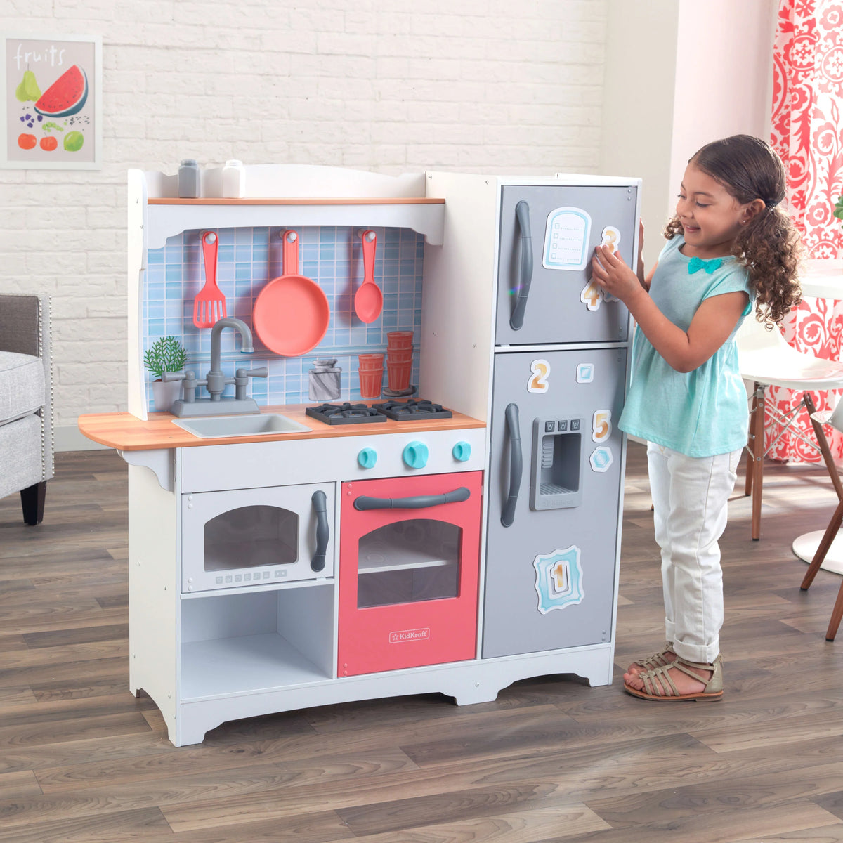 Gray and Pink Magnetic Play Kitchen J30318