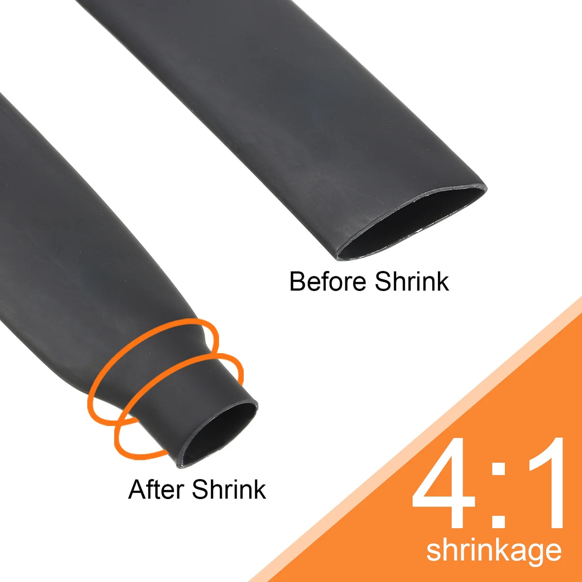 1-1/4" Dia 33ft 4:1 Dual Wall Adhesive Lined Heat Shrink Tubing Black T729206