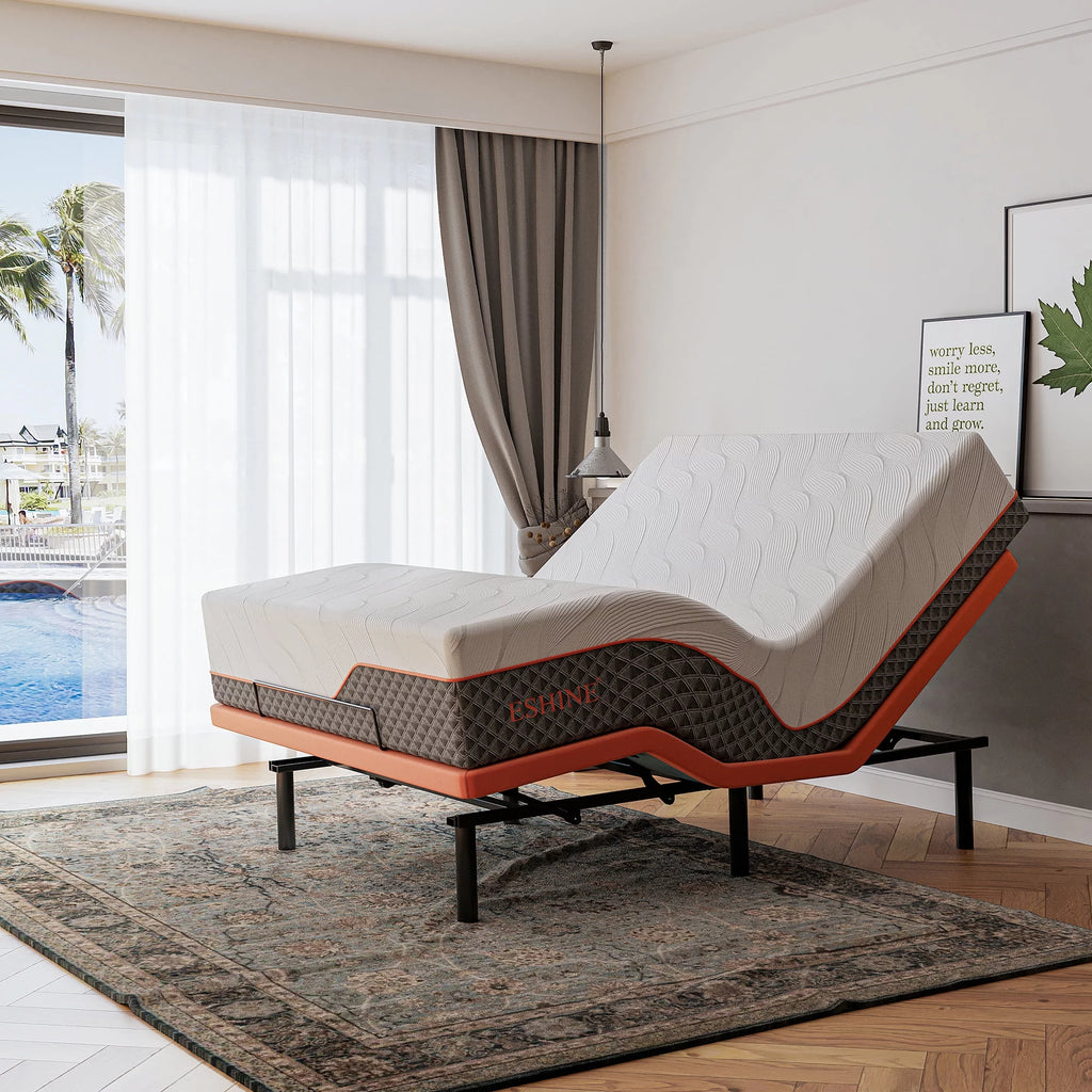 Queen Adjustable Bed Frame with 14 inch Hybrid Memory Foam Mattress Q367441